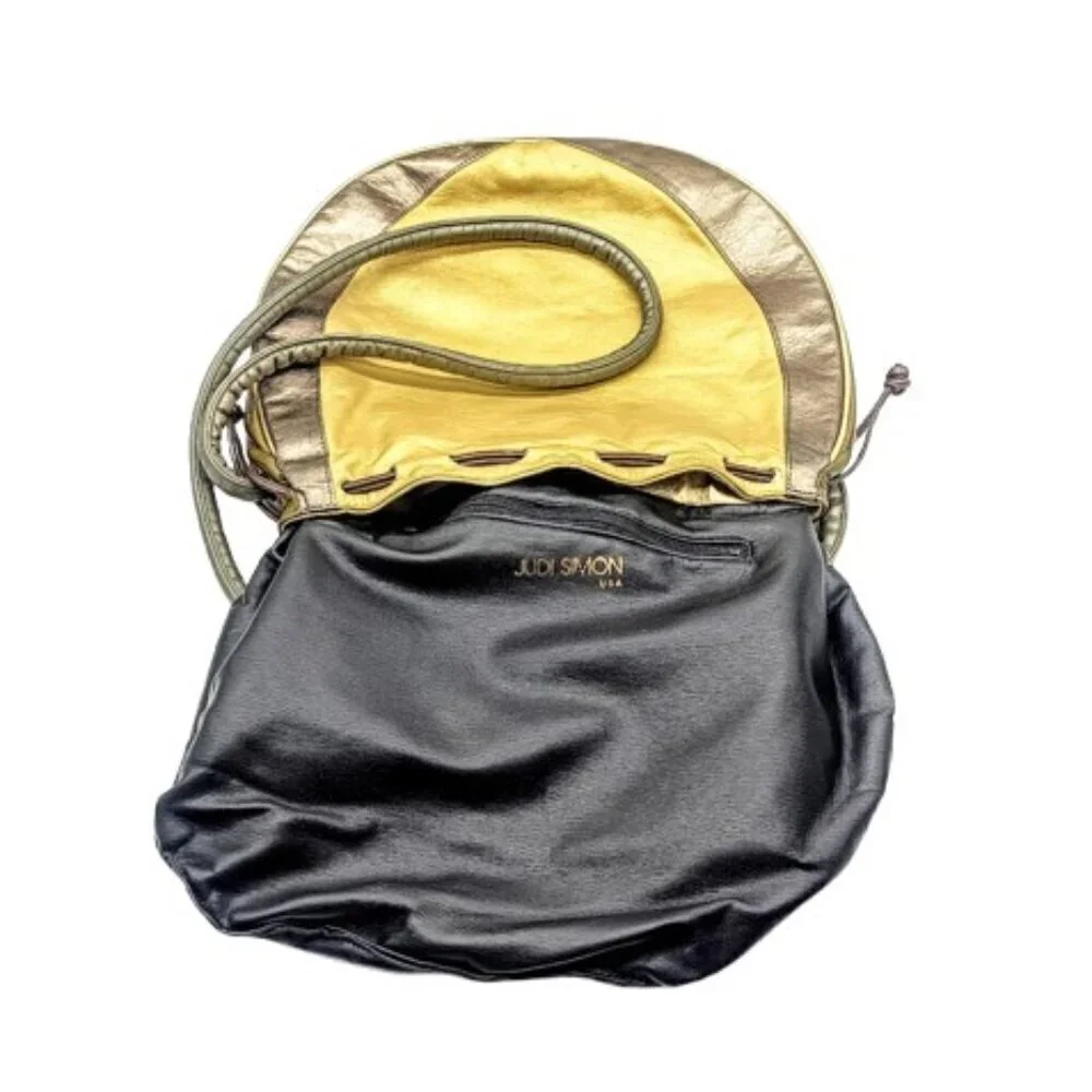 Vintage Judi Simon USA Tri-Color Metallic Leather Hobo Bag